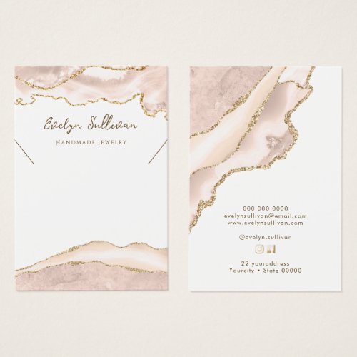 Ivory blush agate necklace display card
