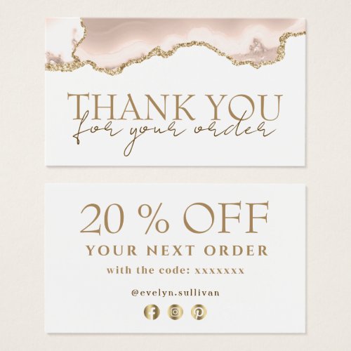 Ivory blush agate thank you discount card