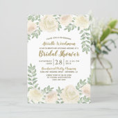 Ivory Blush Champagne Bridal Shower Invitations (Standing Front)