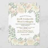 Ivory Blush Champagne Floral Wedding Invitations (Front/Back)