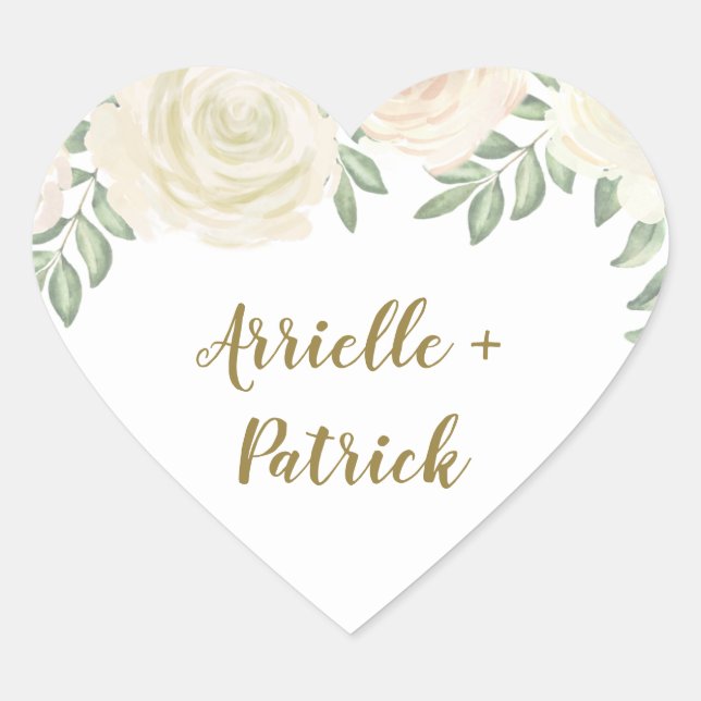 Ivory Blush Champagne Wedding Favor Stickers (Front)