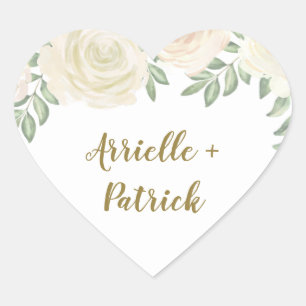 Ivory Blush Champagne Wedding Favor Stickers