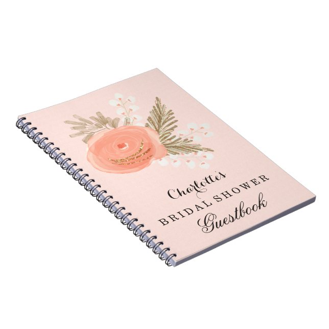 ivory blush gold bridal shower Guestbook Notebook (Right Side)