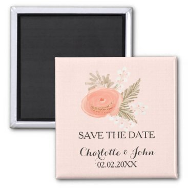 ivory blush gold floral save the Date Magnet