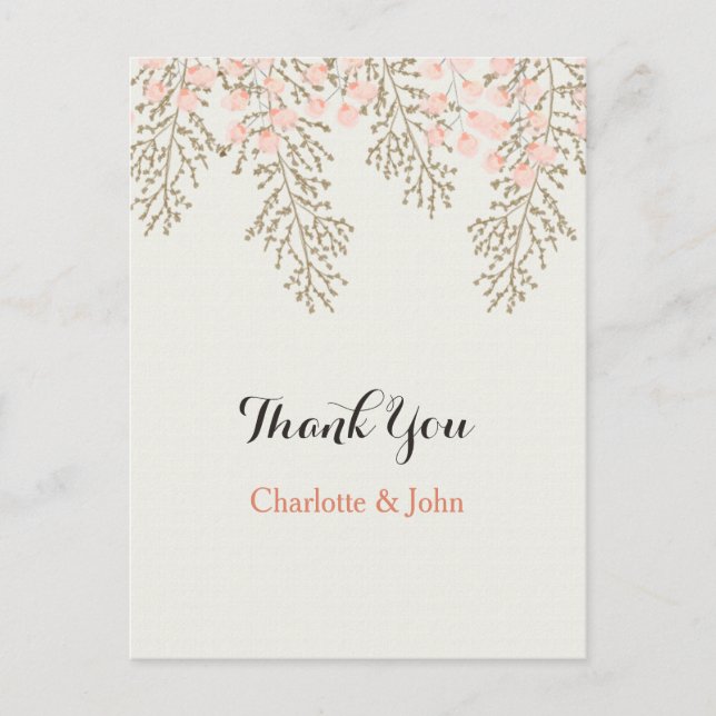 ivory blush gold floral Thank You notes (Front)