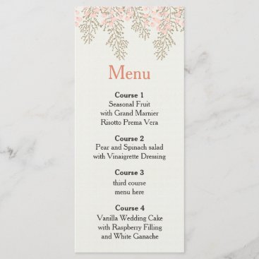 ivory blush gold floral wedding menu