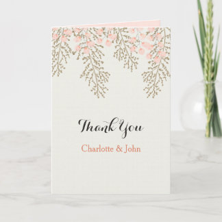 ivory blush gold floral wedding Thank You Card