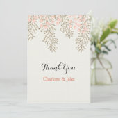 ivory blush gold floral wedding Thank You Invitation (Standing Front)