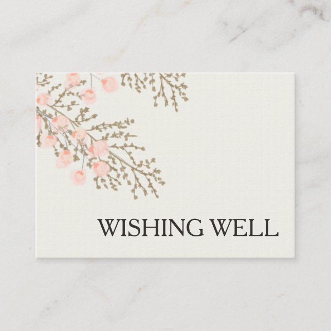 ivory blush gold floral wishing well enclosure card (Front)