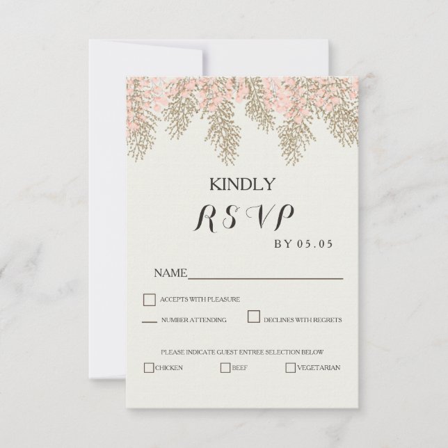 ivory blush gold wedding RSVP cards (Front)
