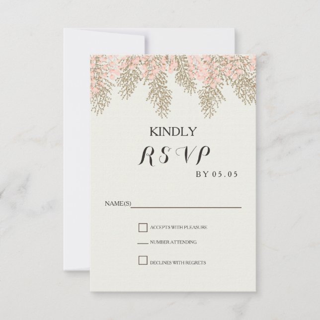 ivory blush gold wedding RSVP cards (Front)