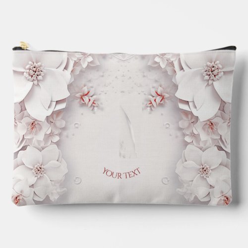 Ivory Blush Pink Floral Accessory Pouch