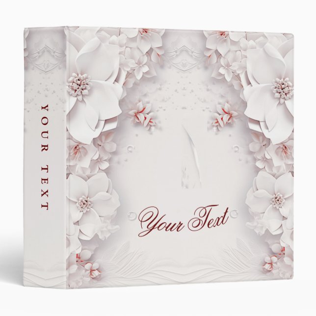 Ivory Blush Pink Floral Album Binder (Front/Spine)