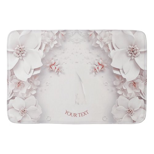 Ivory Blush Pink Floral Bath Mat