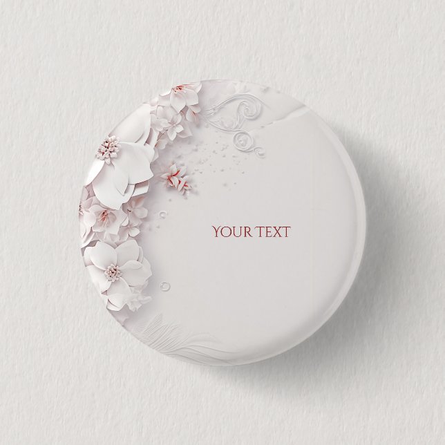 Ivory Blush Pink Floral Button (Front)