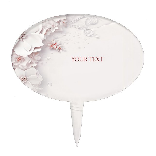 Ivory Blush Pink Floral Cake Topper (Front)