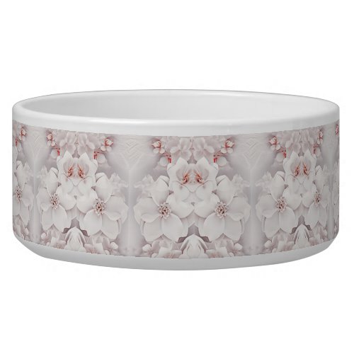 Ivory Blush Pink Floral Ceramic Pet Bowl