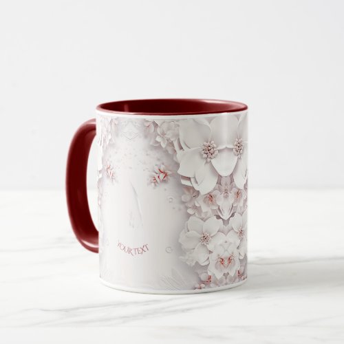 Ivory Blush Pink Floral Coffee Mug