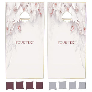 Ivory Blush Pink Floral Cornhole Set