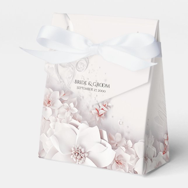 Ivory Blush Pink Floral Favor Box (Front Side)