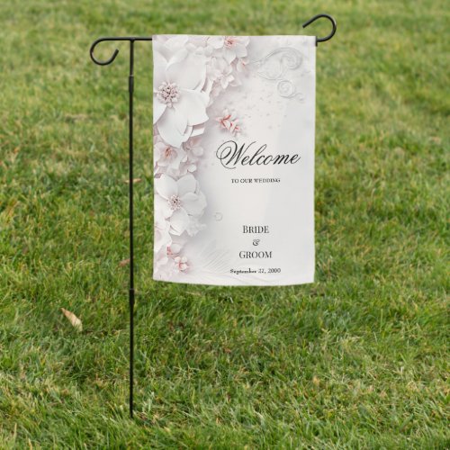 Ivory Blush Pink Floral Garden Flag