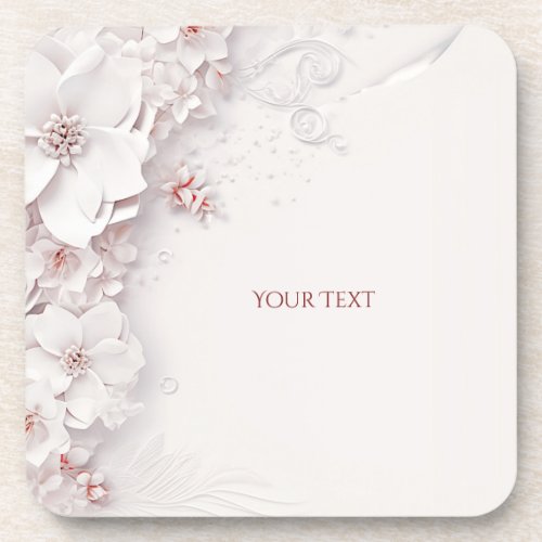 Ivory Blush Pink Floral Hard plastic coaster