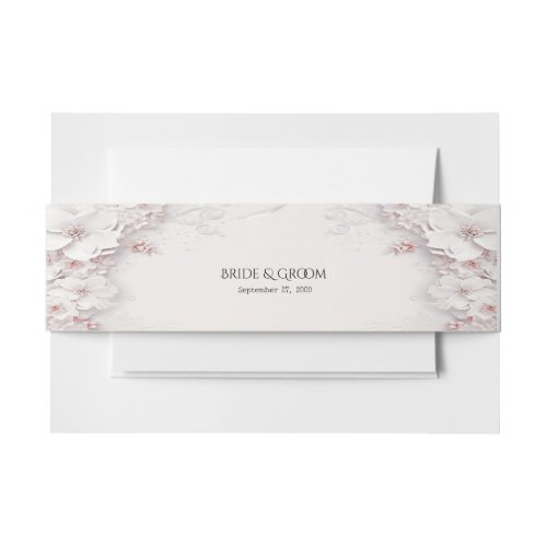 Ivory Blush Pink Floral Invitation Belly Band