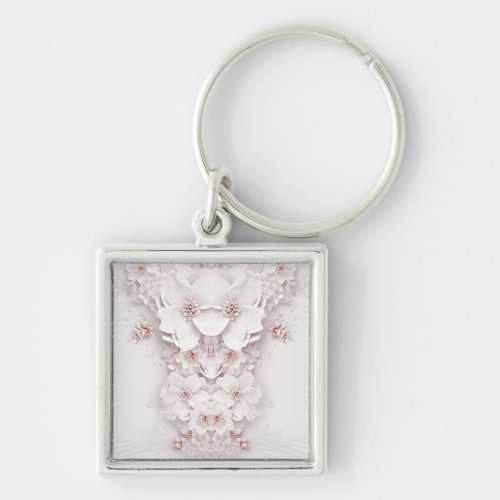 Ivory Blush Pink Floral Keychain