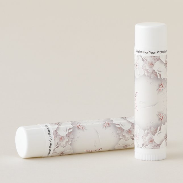Ivory Blush Pink Floral Lip Balm (Front)
