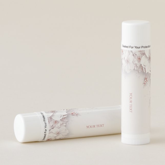 Ivory Blush Pink Floral Lip Balm (Front)