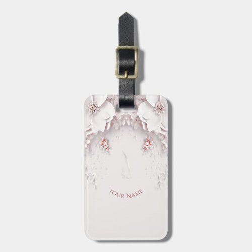 Ivory Blush Pink Floral Luggage Tag