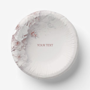 Ivory Blush Pink Floral Paper Bowl