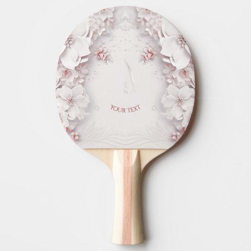 Ivory Blush Pink Floral Ping Pong Paddle