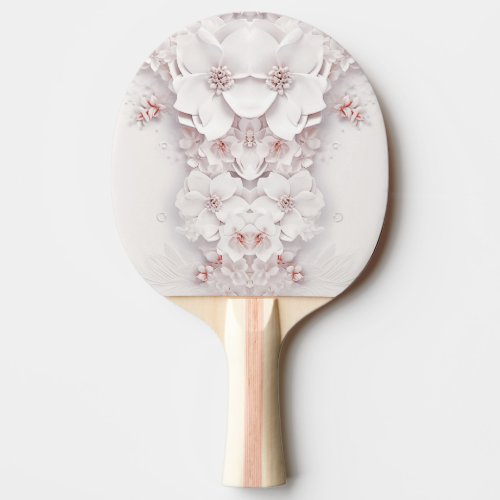 Ivory Blush Pink Floral Ping Pong Paddle