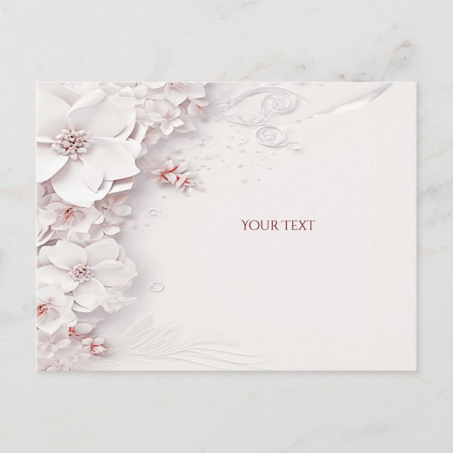Ivory Blush Pink Floral Postcard (Front)