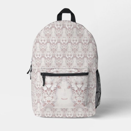 Ivory Blush Pink Floral Printed Backpack