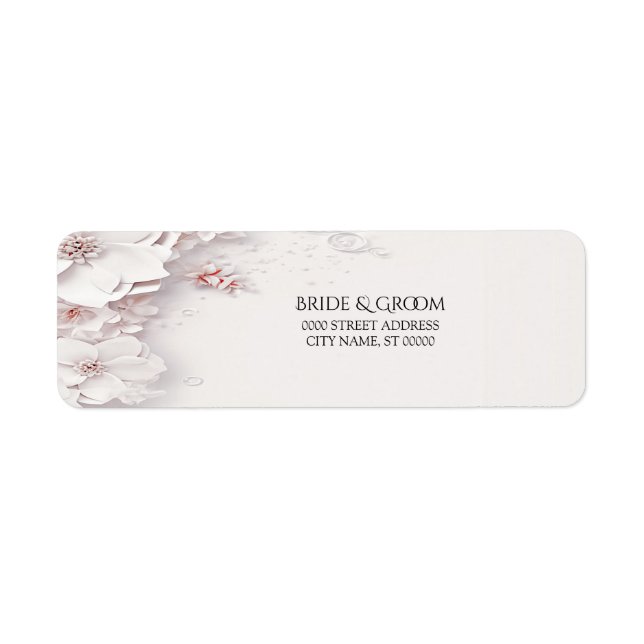 Ivory Blush Pink Floral Return Address Label (Front)
