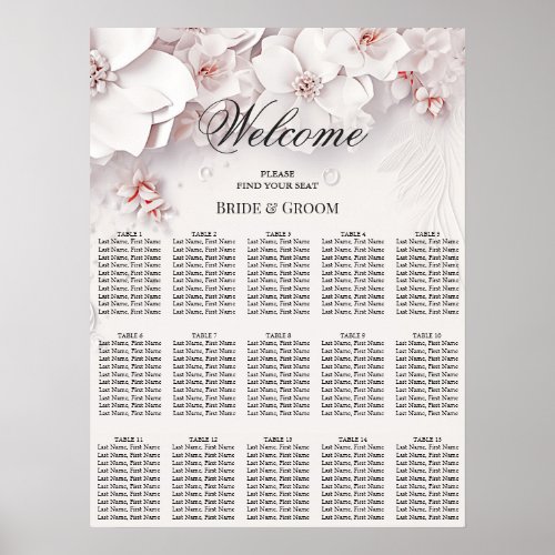 Ivory Blush Pink Floral Seating Chart