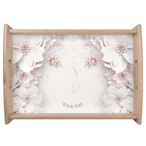 Ivory Blush Pink Floral Serving Tray