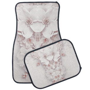 Ivory Blush Pink Floral Set of Car Mats