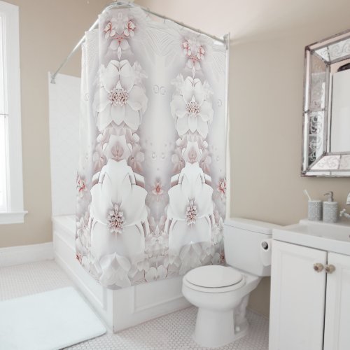 Ivory Blush Pink Floral Shower Curtain