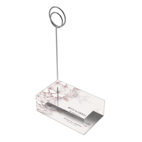 Ivory Blush Pink Floral Table Card Holder