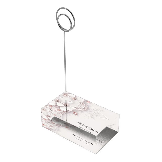 Ivory Blush Pink Floral Table Card Holder (Corner)