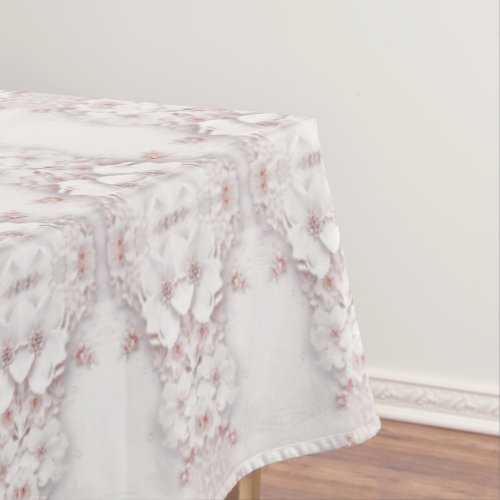 Ivory Blush Pink Floral Tablecloth