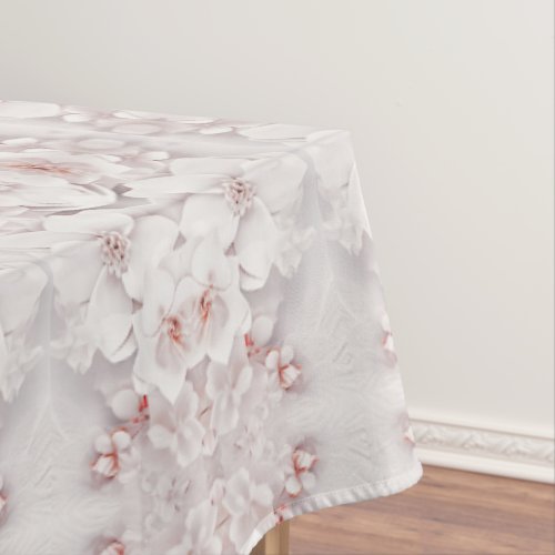 Ivory Blush Pink Floral Tablecloth