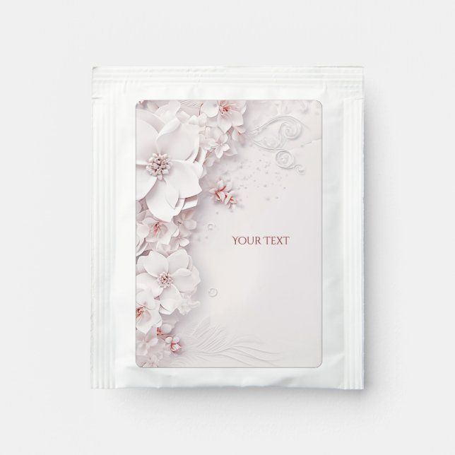 Ivory Blush Pink Floral Tea Bag Drink Mix (Front)