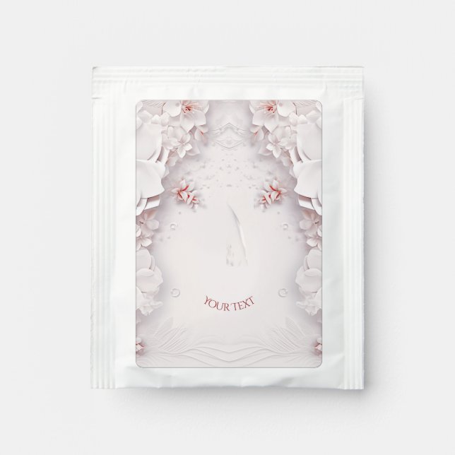 Ivory Blush Pink Floral Tea Bag Drink Mix (Front)