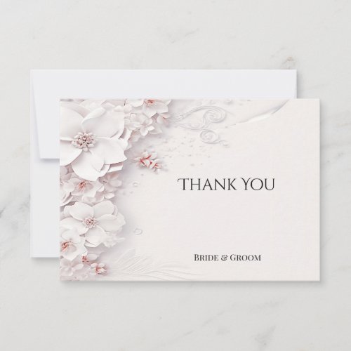 Ivory Blush Pink Floral Thank You Card