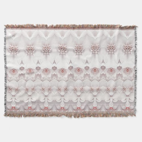 Ivory Blush Pink Floral Throw Blanket