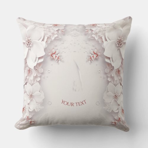 Ivory Blush Pink Floral Throw Pillow